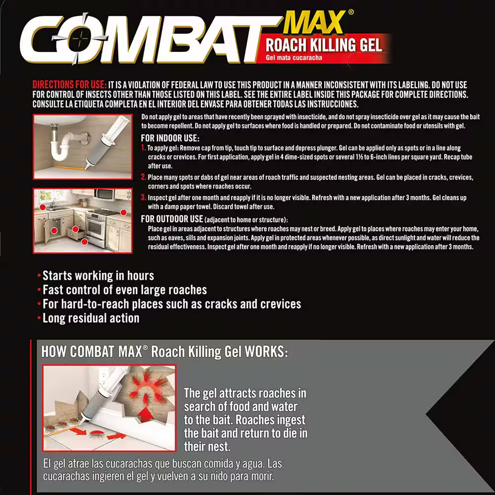 Combat 60 g Source Kill Max Roach Kill Gel-2.1 oz (1 Syringe),NEW!