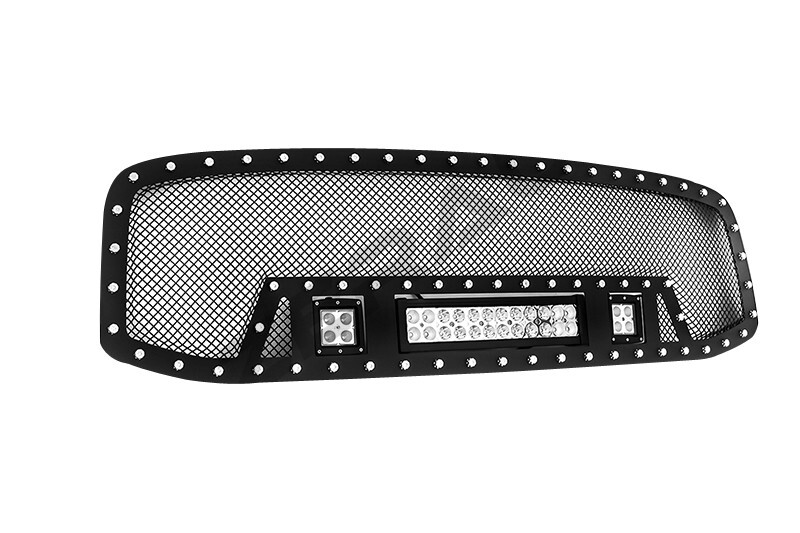 Black SS Mesh Grille Insert w/LED Lights for 06-08 Dodge RAM 1500/2500/3500