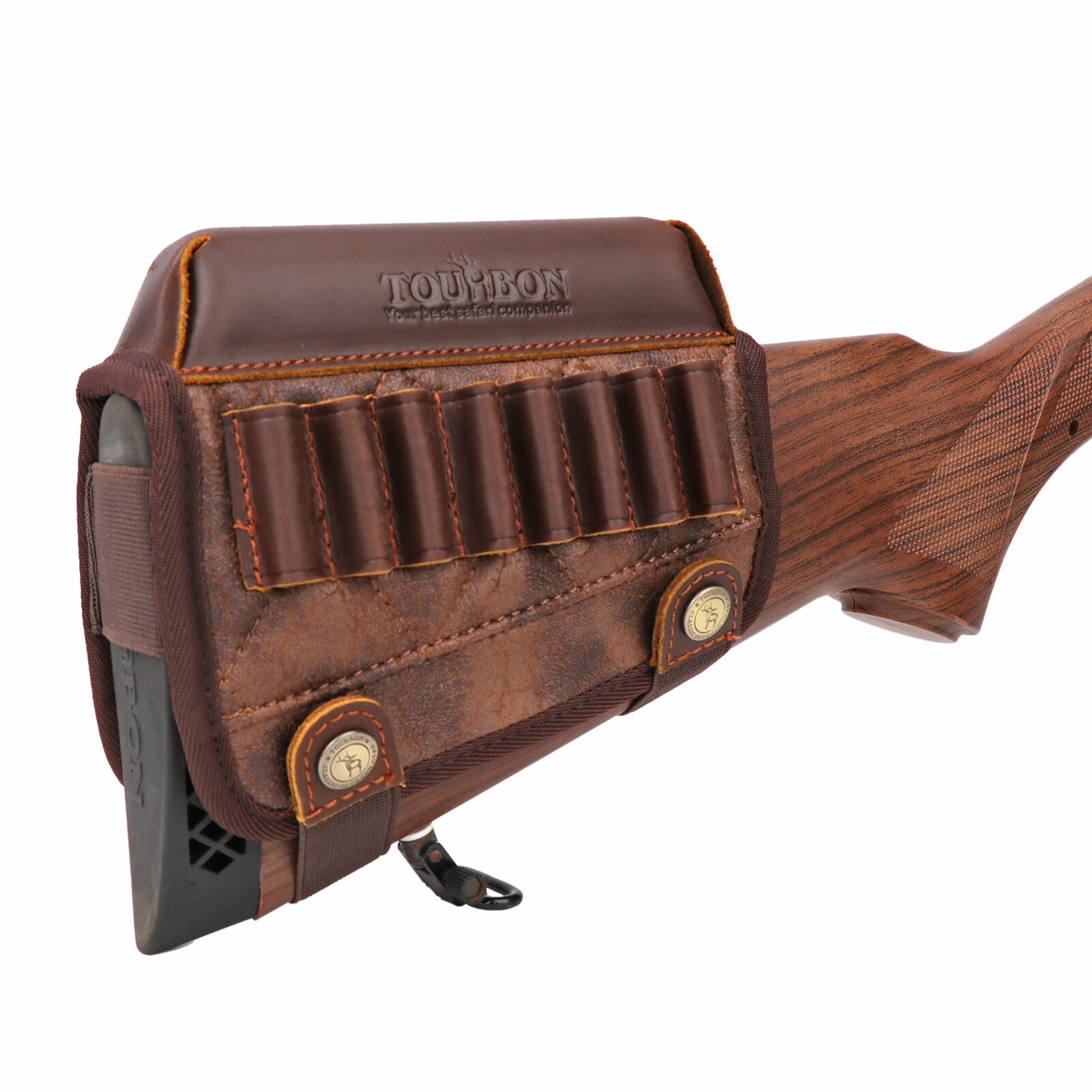 TOURBON PU Leather Cheek Riser Rest Rifle Buttstock Holder 308 WIN Ammo Carrier