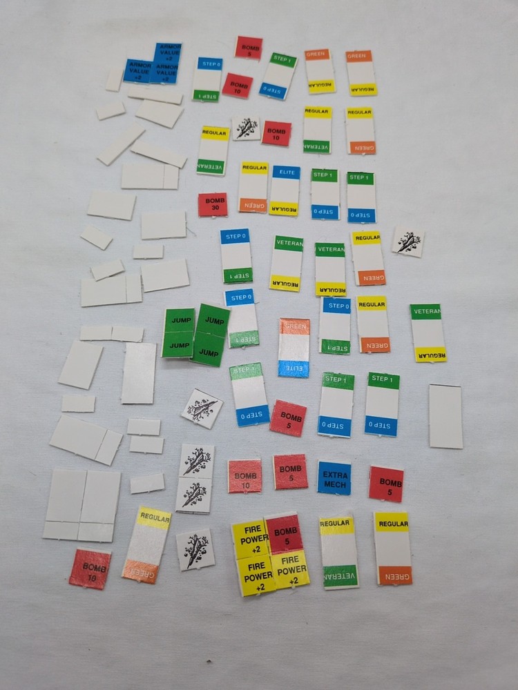 (7) 1987 Battletech Battleforce Countersheets And Extras