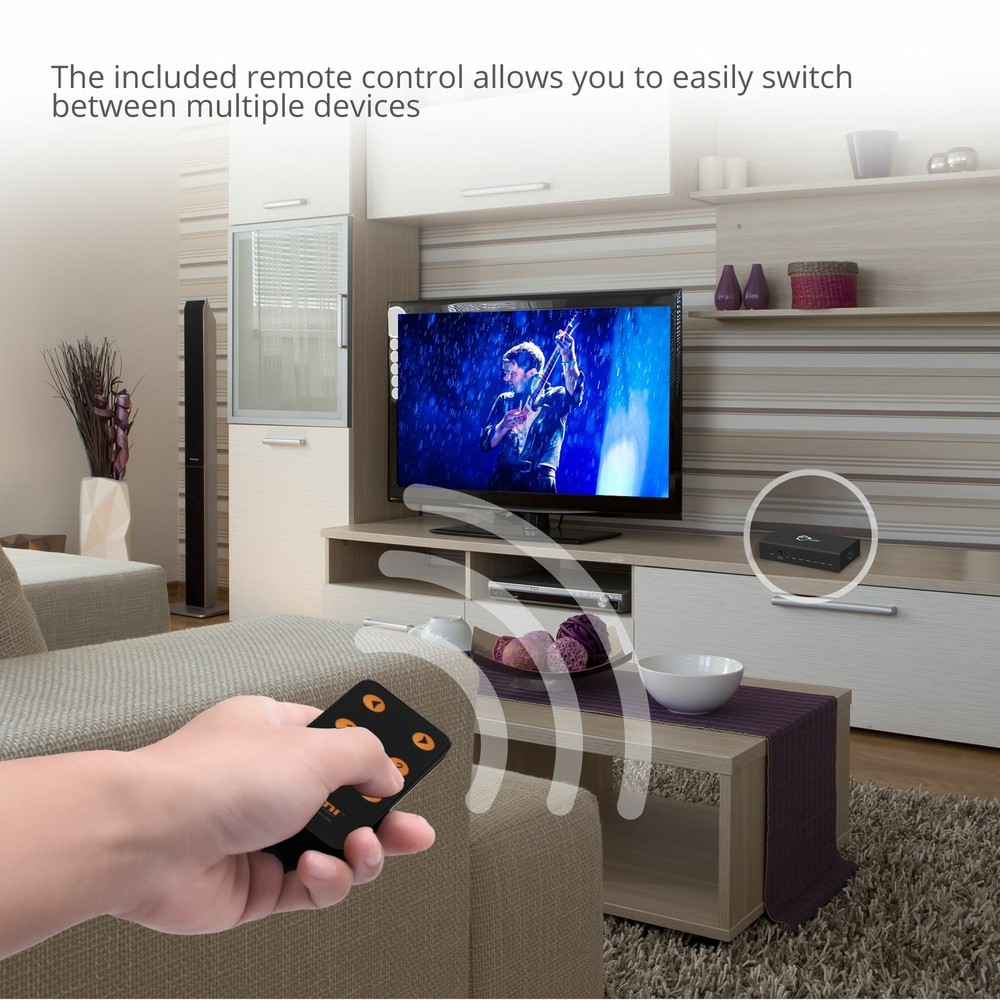 SIIG 5x1 HDMI Switcher 4K - Switch Inputs and Source Selector (CE-H23012-S1)