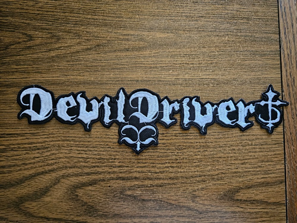 DEVIL DRIVER, SEW ON WHITE EMBROIDERED LARGE BACK PATCH