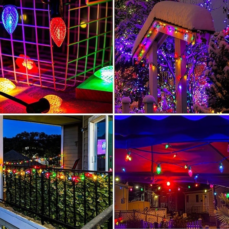 C9 Christmas Lights Outdoor LED String Lights Remote Control Timer 8 Modes New