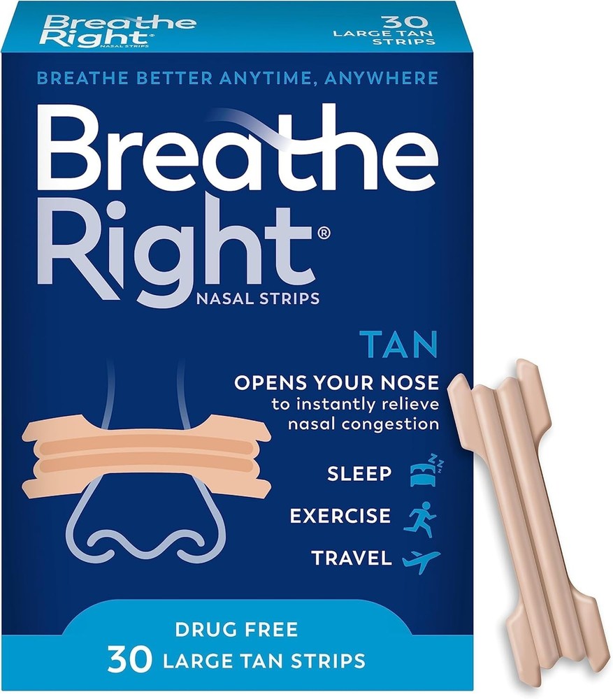 Versatile Tan Nose Strips - Reduce Snoring and Boost Airflow, 30 Count