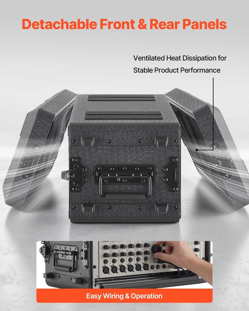 VEVOR 4U Rack Case Rackmount Flight Case 12 in with Microphone Compartments