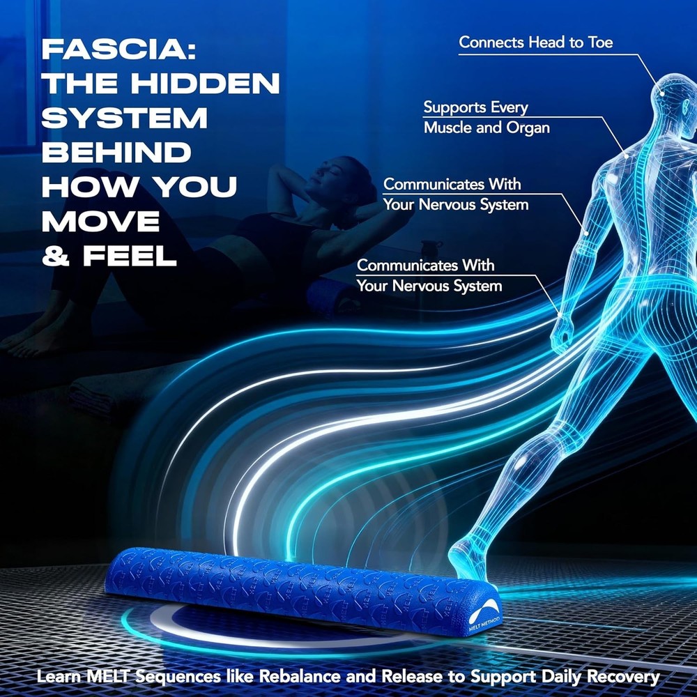 MELT Method 36 Inch Half Foam Roller for Back w/FasciaTherapy Technology - Lo...