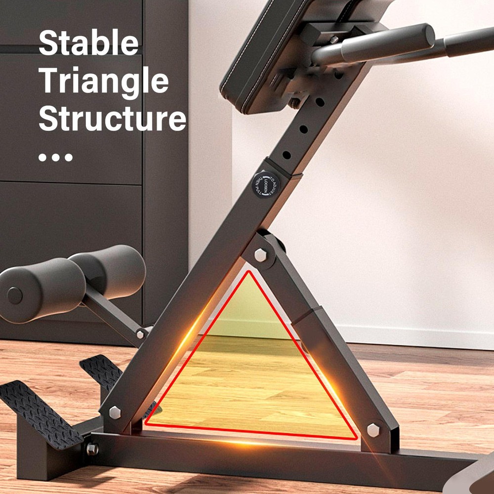 Adjustable Back Extension Bench - Foldable Roman Chair Core & Glute Trainer