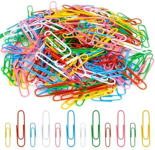 150pc Colored Paper Clips 1.3" & 2" Assorted Rustproof