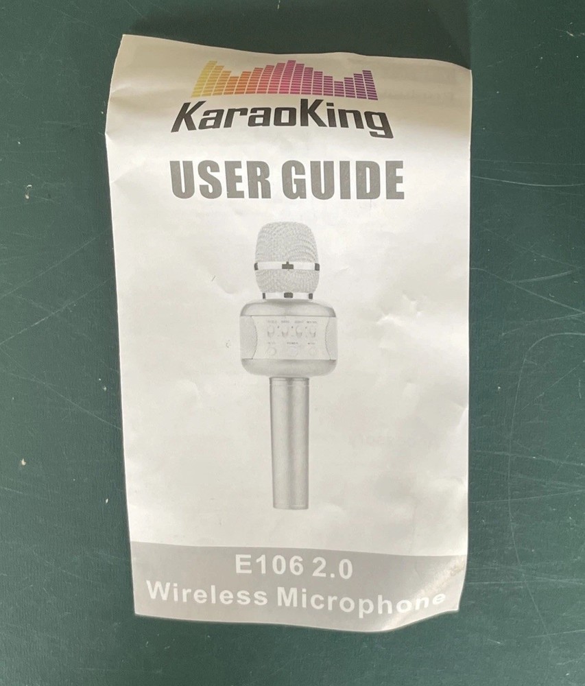 Karaoking Wireless Karaoke Microphone, User Guide, Cable, Disco Ball Light WORKS