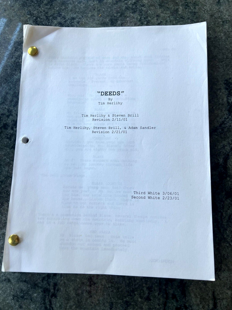 DEEDS ORIGINAL SCRIPT 2001 ADAM SANDLER RARE