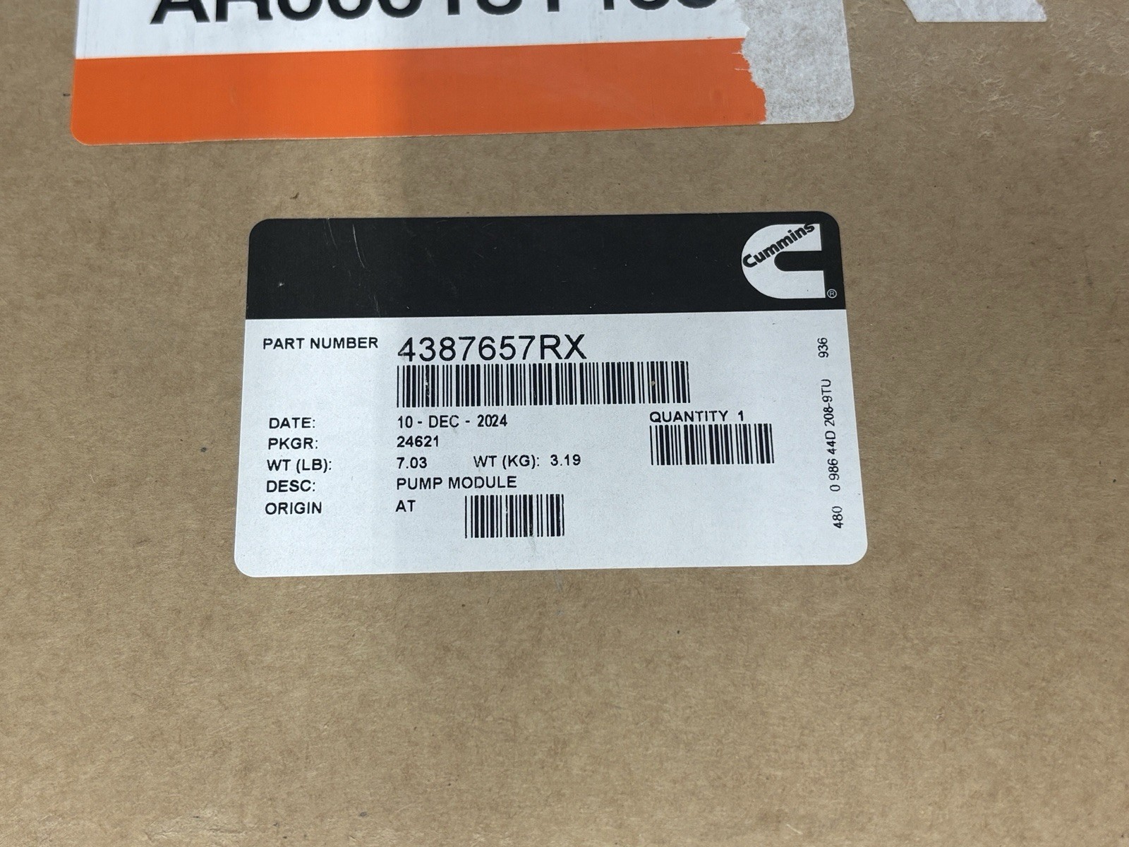 Genuine Cummins Doser Pump  4387657RX ISX ISB ISC 12V Denoxtronic 2.2 4387304RX