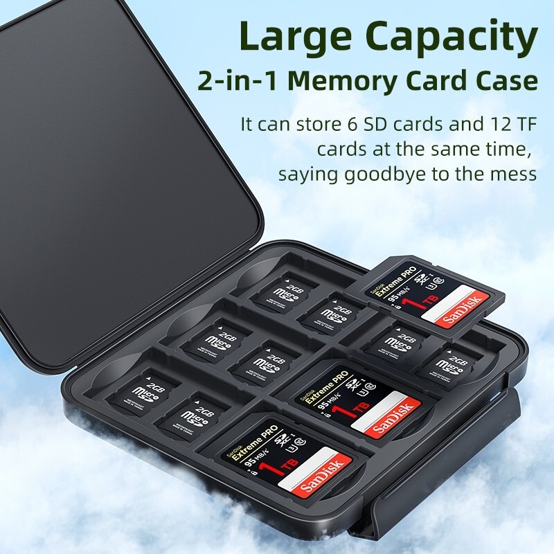 Waterproof & Shockproof Memory Card Case Holder, SD / MicroSD / TF Card Organize