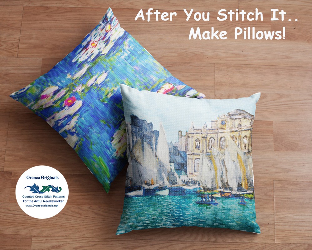 Impressionist Monet's Water Lilies #1 Counted Cross Stitch Chart Pattern