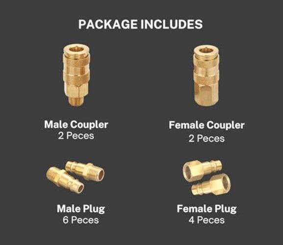 Pro High Flow Coupler and Plug Kit (), V Style, 1/4 Inch, NPT, Solid 14 Piece