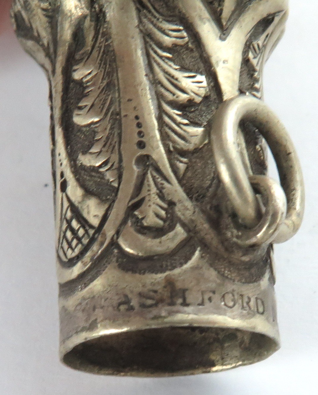 1800s Superb Fox Hunt Theme Riding Crop Finial by "Ashford, Maker to The Queen"