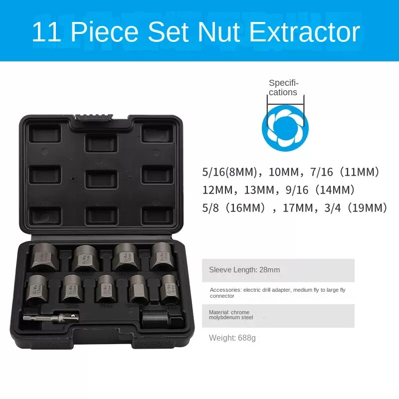 Electric Wrench Nut Extractor Reverse Thread Reverse Spiral Non-Slip Sleeve