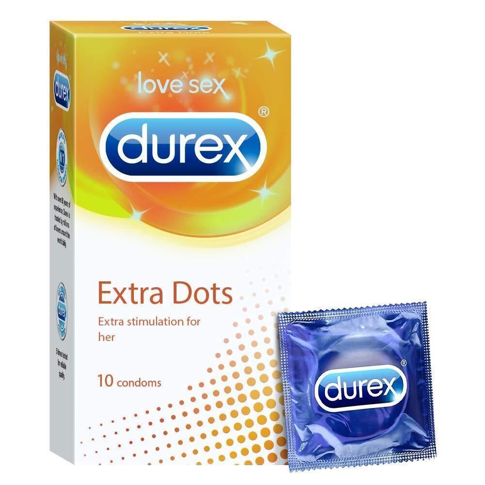 Durex Extra Dotted Condoms for Men | Ribbed and Dotted for Extra Stimulation