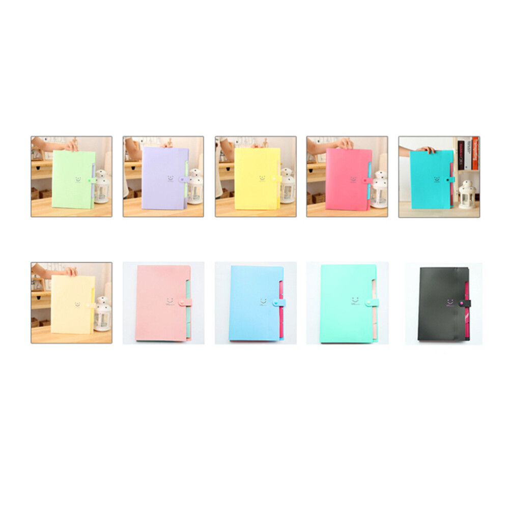1PC Creative Office Folder 10 Colors 5 Pockets Plastic Expanding File Folders