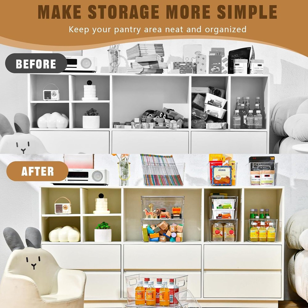 6-Pack Clear Storage Bins with Lids, 7-Quart Stackable, Plastic Bins withHandles