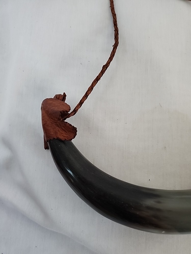 Gun Powder Horn Muzzleloader Reenactment Mountain Man Rendezvous LEATHER Plastic