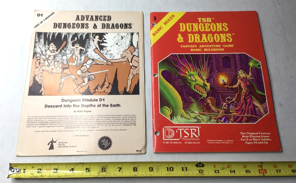 Vintage TSR Dungeons & Dragons Basic Rulebook + AD&D D1 Descent Module