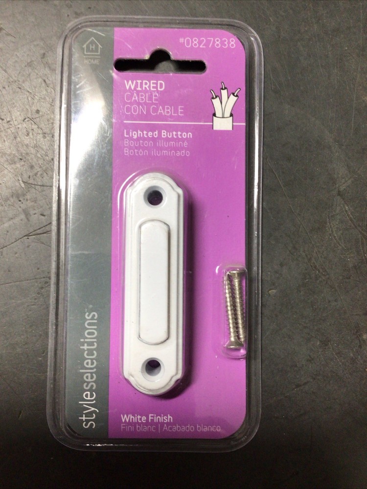 Style Selections Wired White Doorbell Lighted  Button #0827838