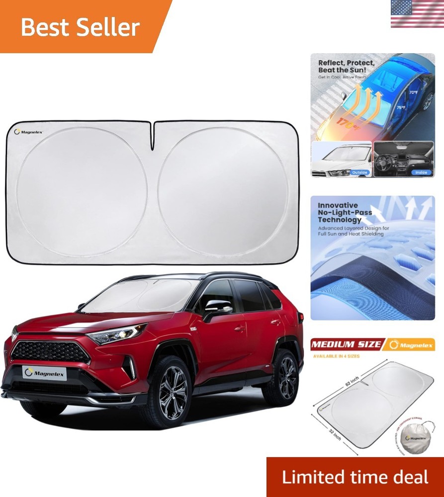 Car Windshield Sunshade - Advanced Light-Blocking Protection, Foldable Sun Sh...