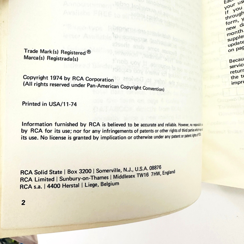 4 RCA Databooks 1974 Power Transitor, Thyristers Rects, COS/MOS, Linear Circuits