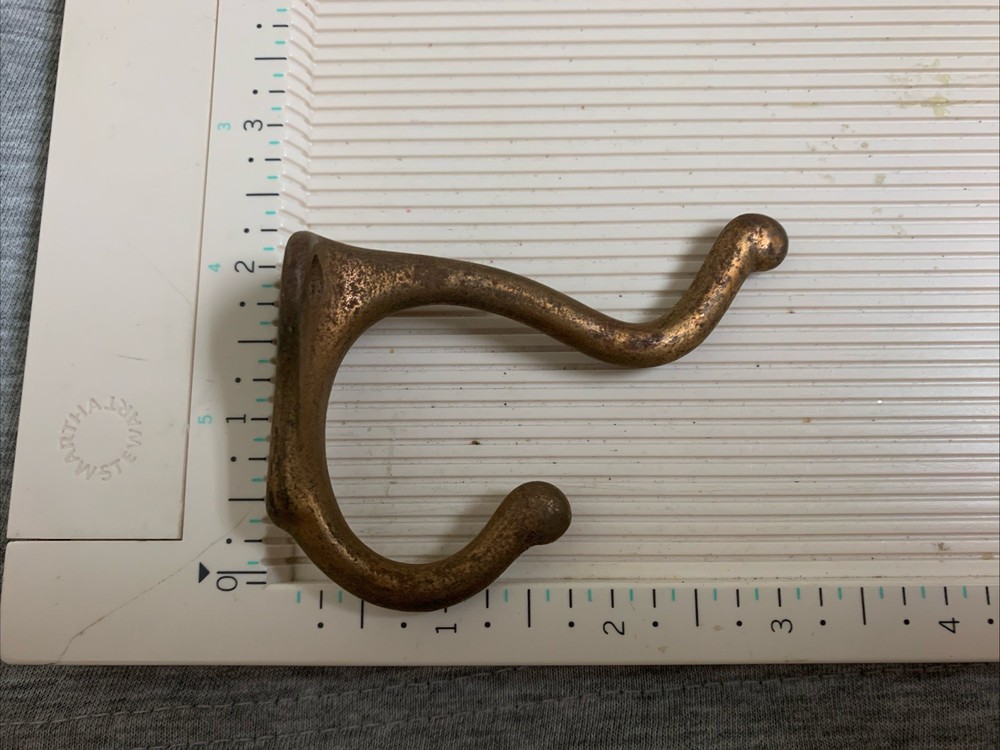 Vintage Brass Cast Double Coat Hook
