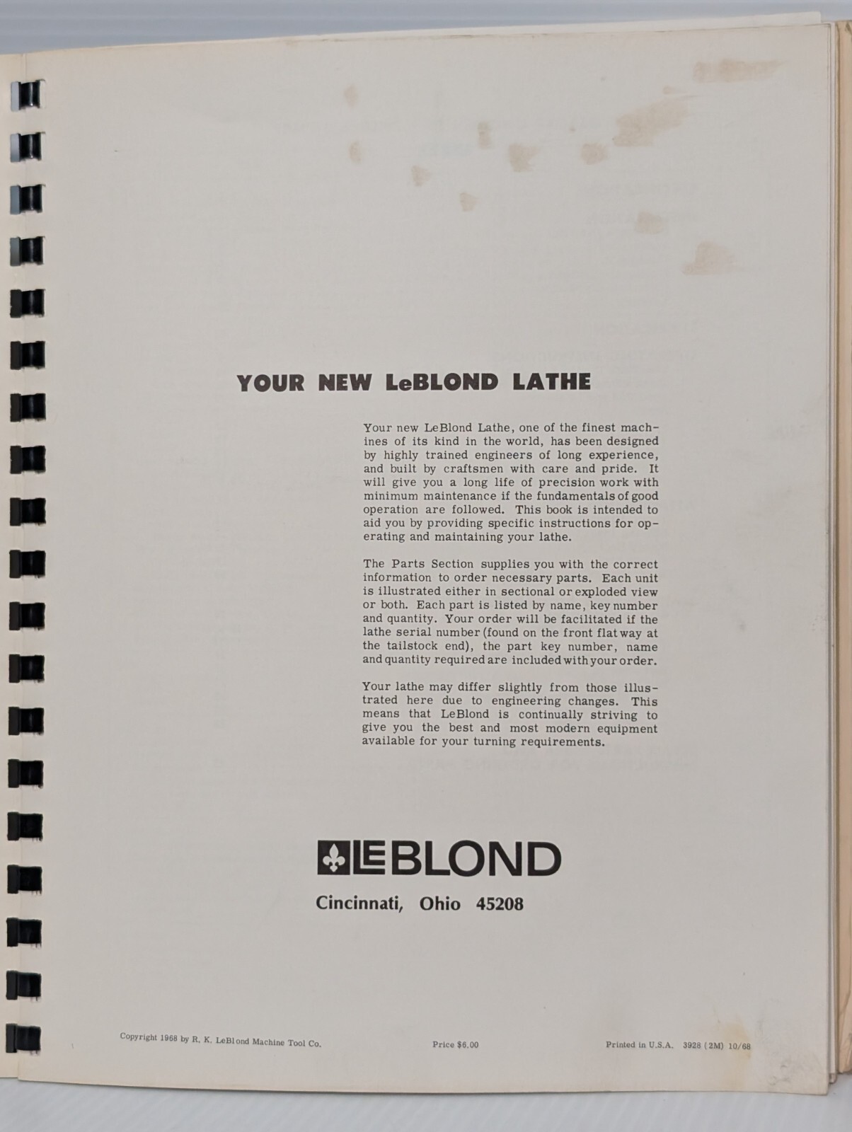 Lot of 6 LeBlond Instruction and Repair Parts Manuals, Varying Types-As Pictured