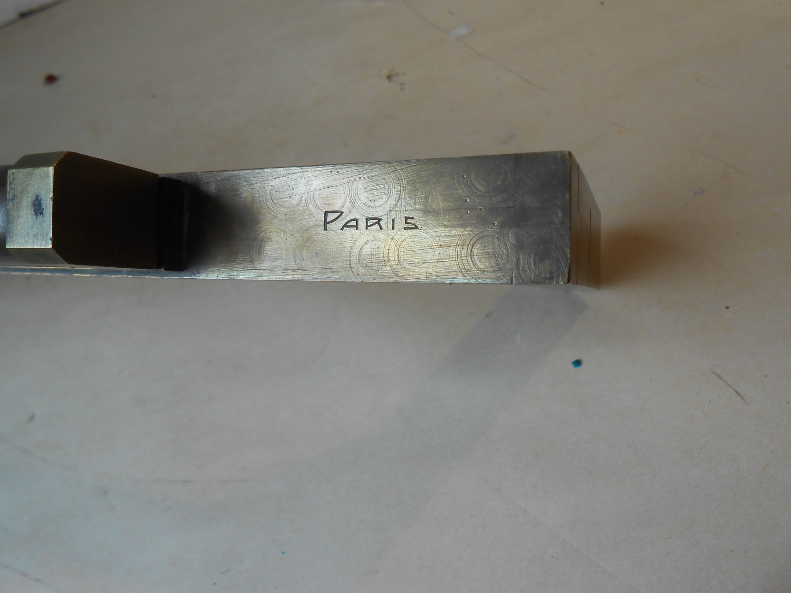 ANTIQUE BRASS BRIDGE LEVEL BILLIARDS TABLE FAB. BY G. CARO PARIS ENGINE TURNED