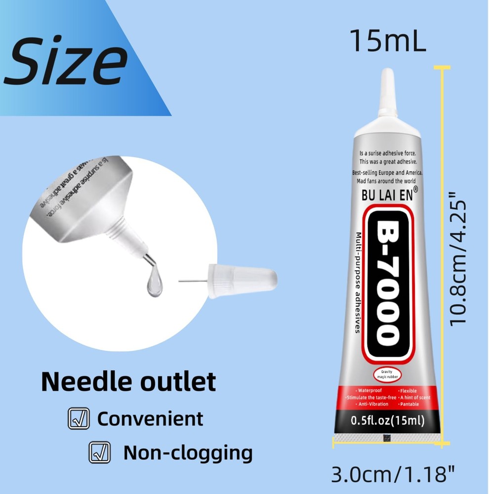 B-7000 Glue Clear for Rhinestone Crafts,Multi-Function 15ml,
