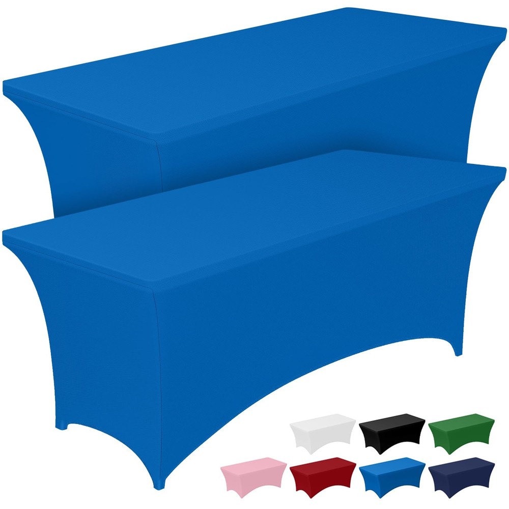 Spandex Tablecloth 6ft - 2 Pack, Fitted and Tight Cloth for Rectangle Table, ...