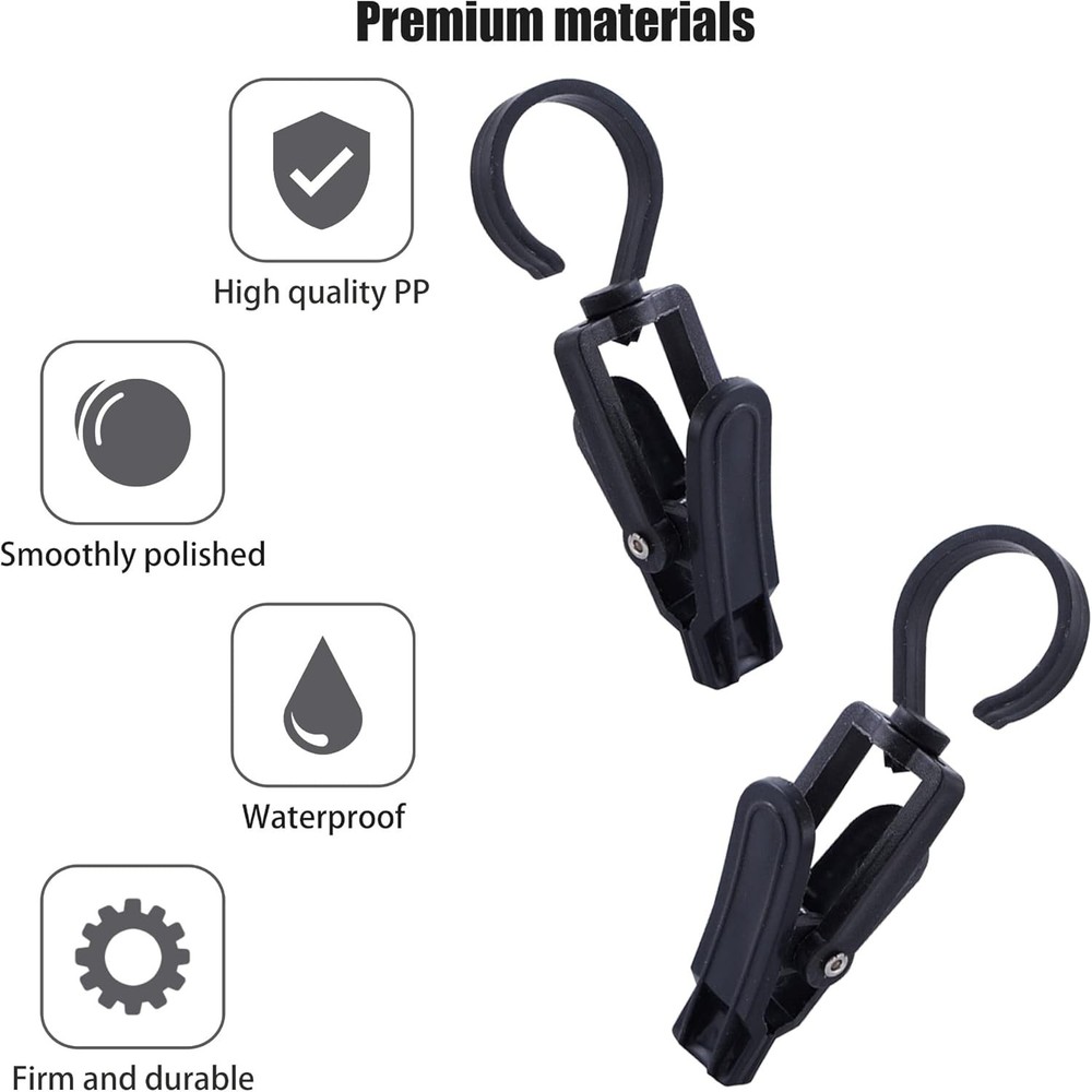 Rotating Laundry Hook Clip,Plastic Clothes Swivel Hanger,Multipurpose Black