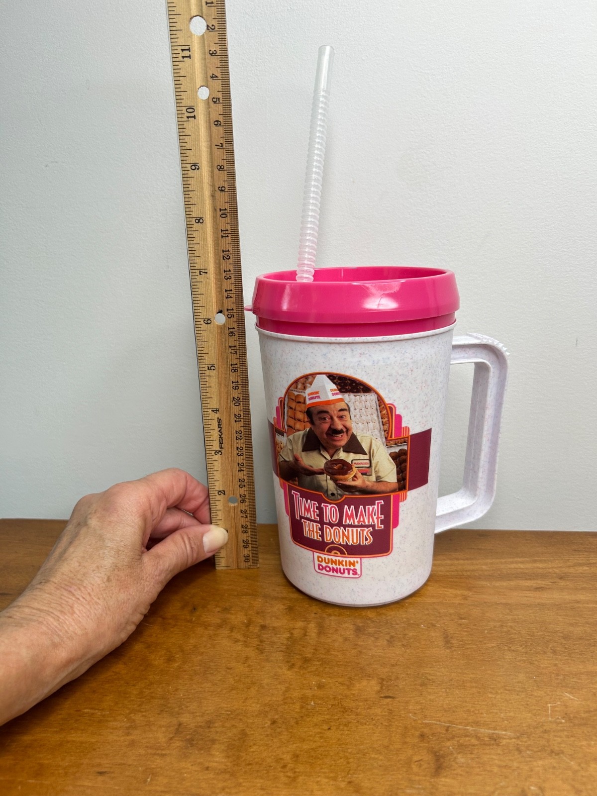 Dunkin' Donuts Vintage Thermo Travel Coffee Tumbler Mug Time to Make Donuts Fred