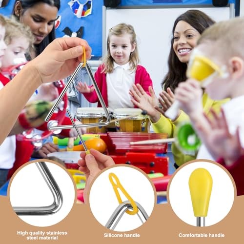 20 PCS 6 Inch Triangle Musical Percussion Instruments, Triangle Instrument