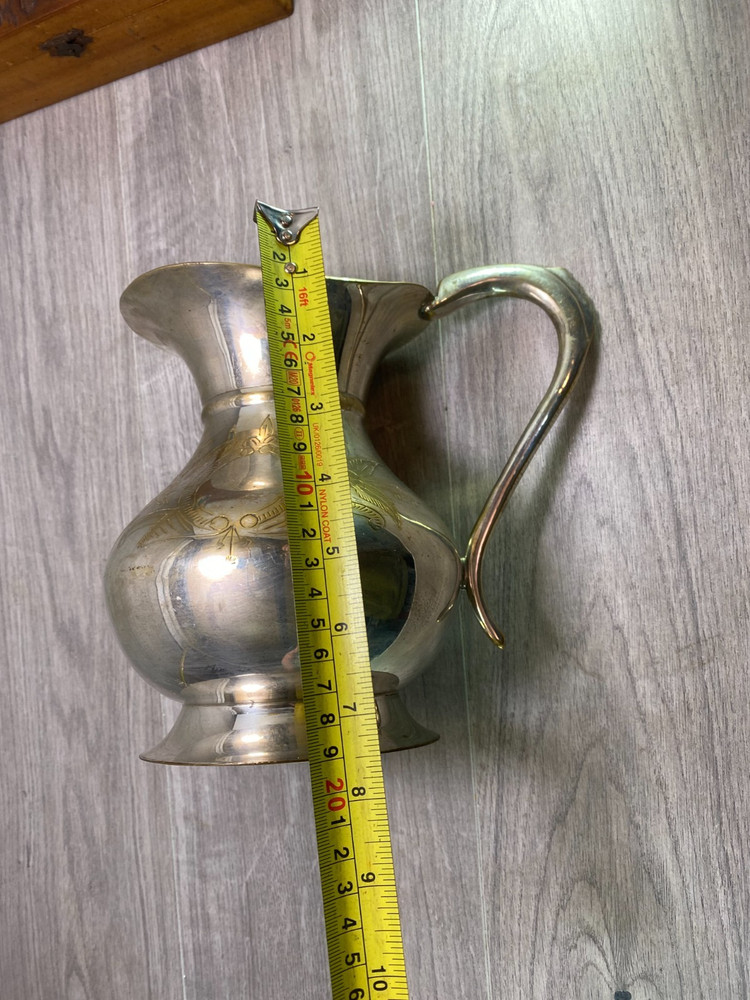 large Pitcher jug silver plate on brass