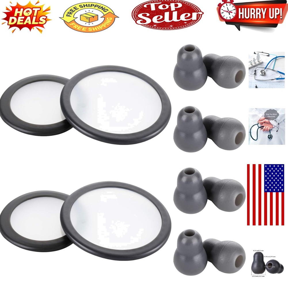 Reliable Silicone Ear Tips and Replacement Diaphragms for Stethoscopes, Gray