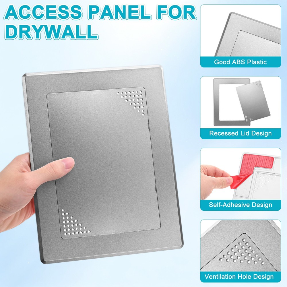 1-Pack Access Panel for Drywall, 7x5" Plastic [Grey, Ventilated Rectangle]