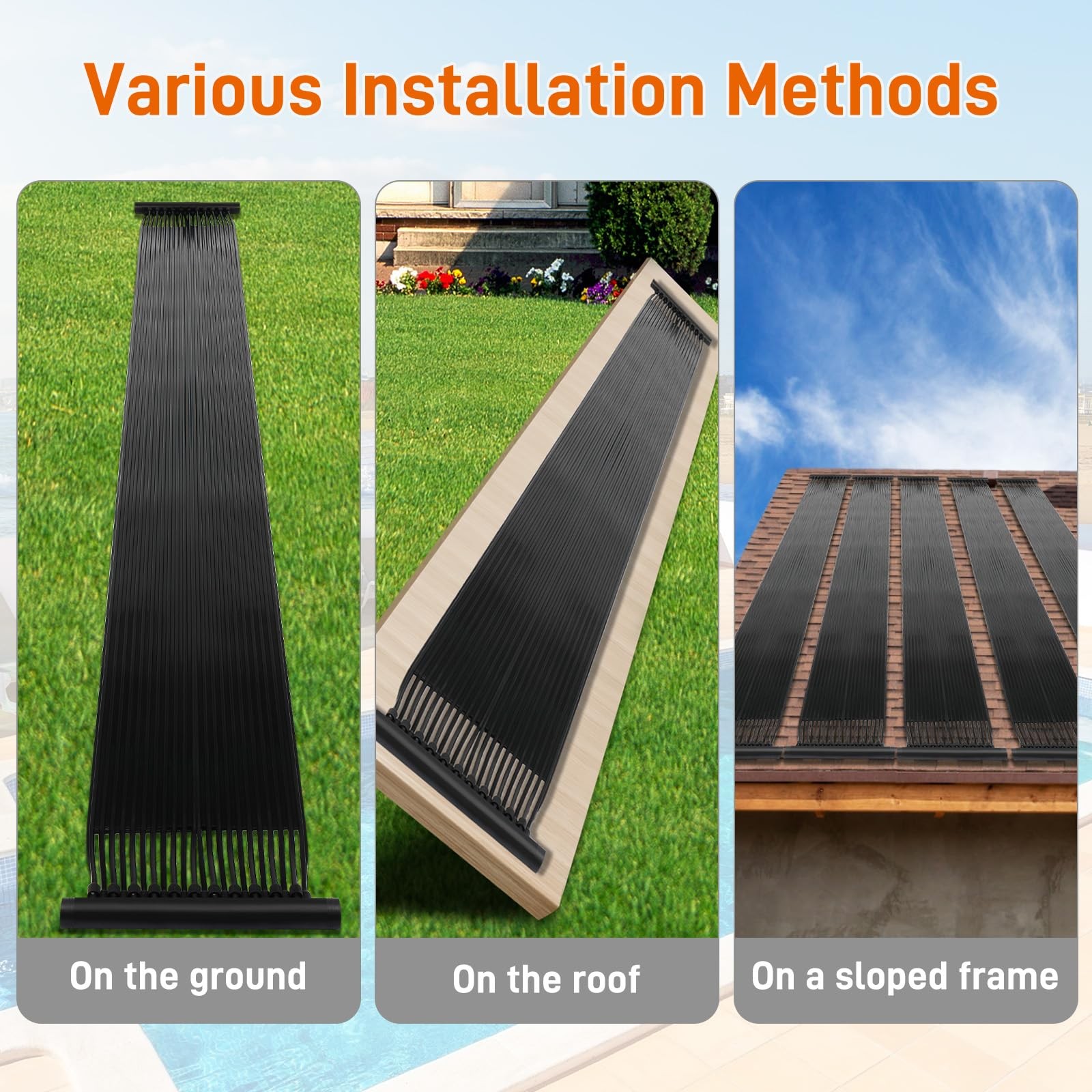 Solar Pool Heater Panel 2FT x 20FT Weatherproof for Above and Inground Pools