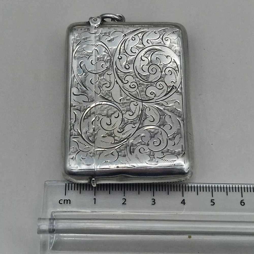 Rare Solid Silver Vesta Case With Two Compartments by Thomas & Marshall 1906
