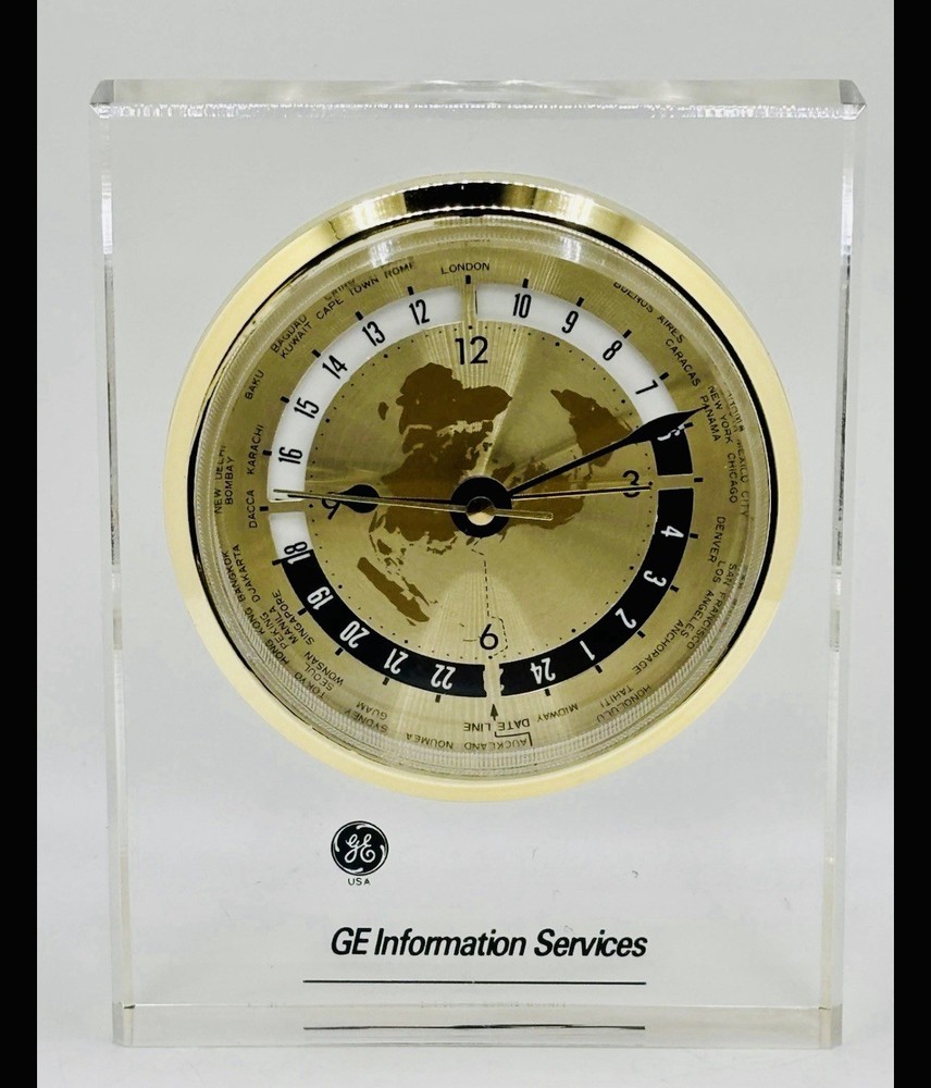 GE General Information Services World Time Desk Clock 5.5”