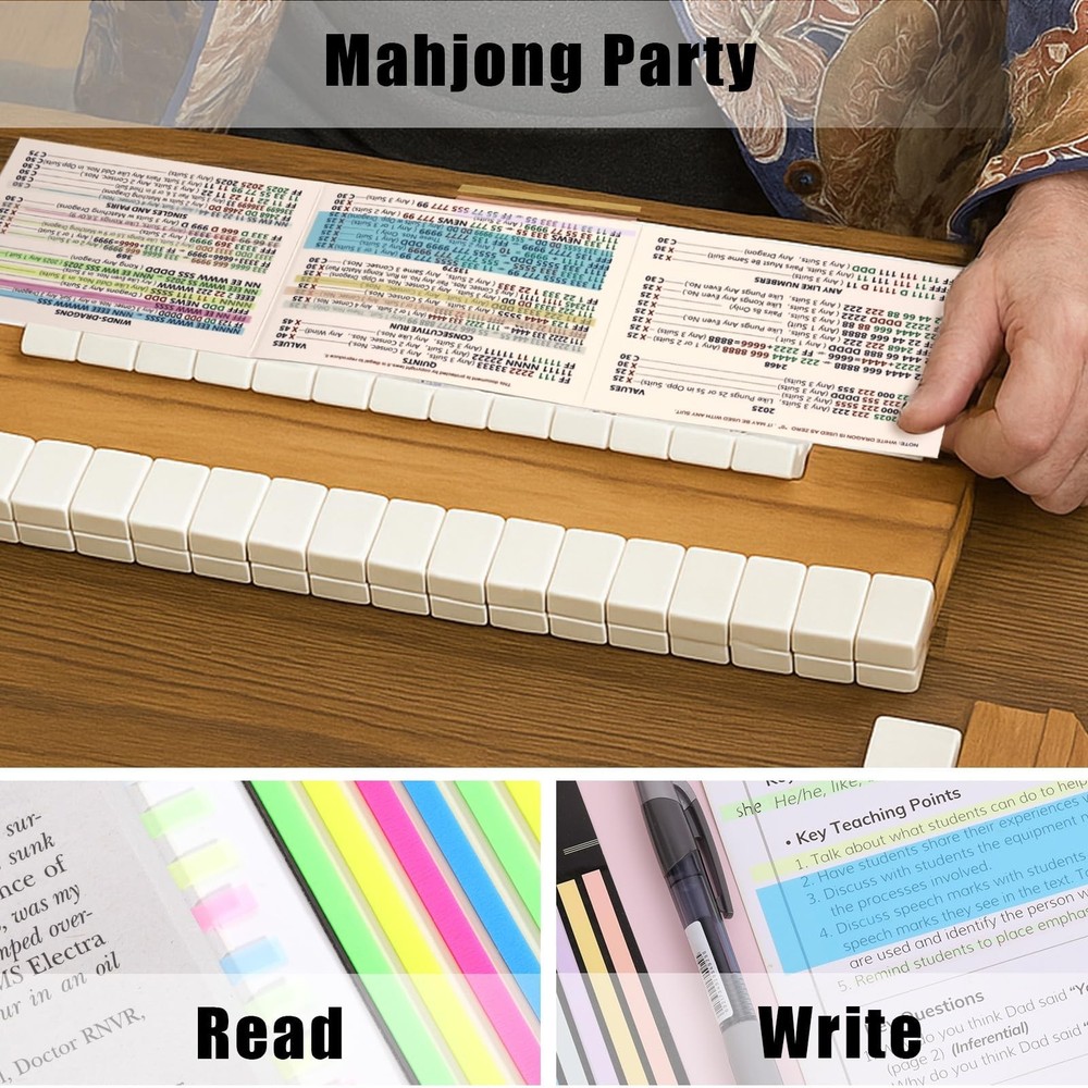 640 Pcs Mahjong Line Finder Reader Notes, Highlighter Tape Stripe, Transparen...