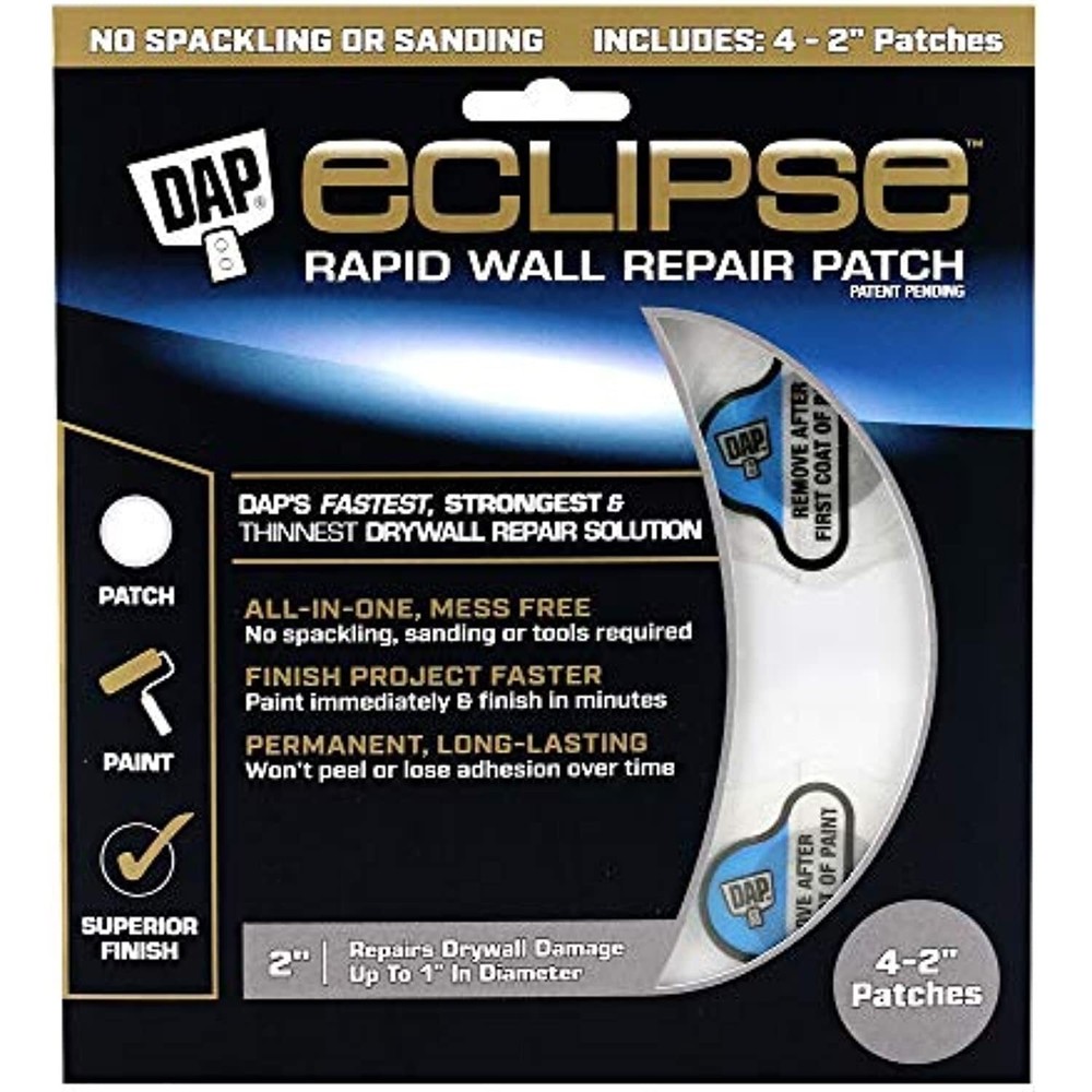 DAP 7079809161 Repair Eclipse Wall Patch, 2 Inch, Clear, 4 Pack