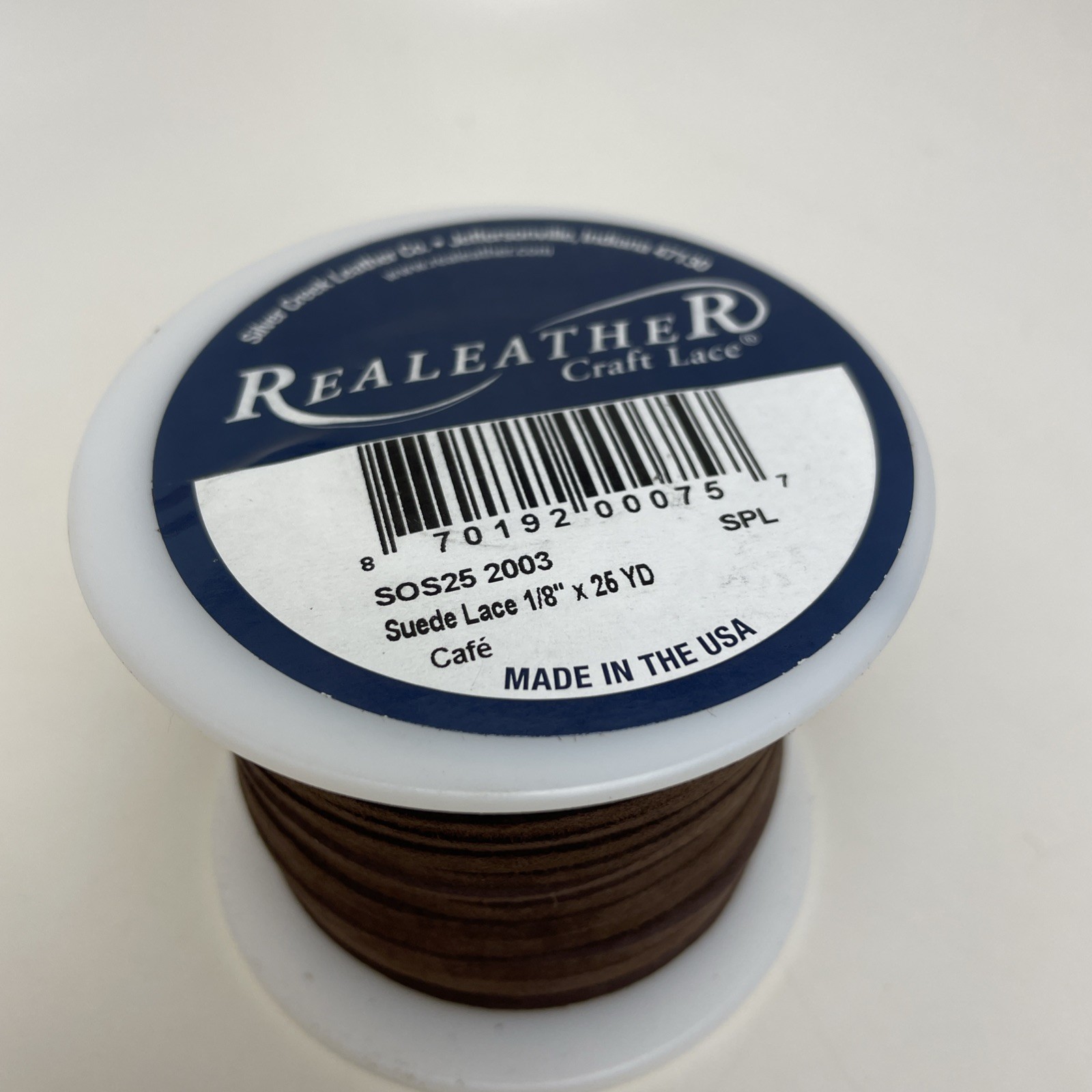 Suede Craft Lace Chocolate 1/8" x 25 yds. by Silver Creek Realeather