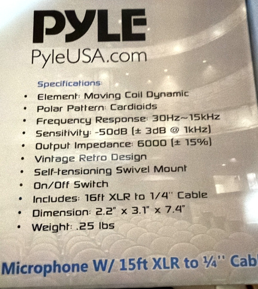 PYLE Vintage Retro Dynamic Vocal Microphone with 16ft XLR Cable, SILVER