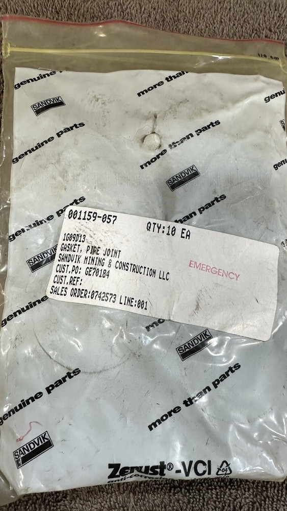 Sandvik 001159-057 Gasket Pipe Joint