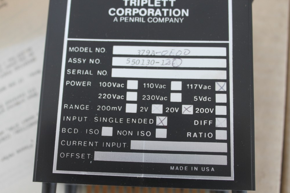 TRIPLETT 279A 279A-0E00 DIGITAL PANEL METER NEW