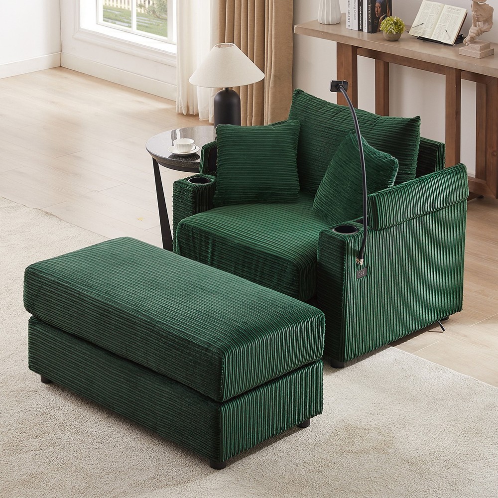 41.7" Modern Style Single Sofa Sofa Couch with Storage Space, A Movable Ottoman