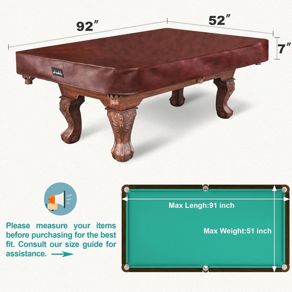 Leatherette Billiard Table Protector - Brown